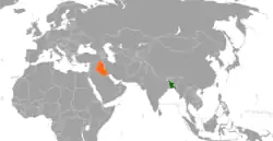 Map indicating locations of Bangladesh and Iraq