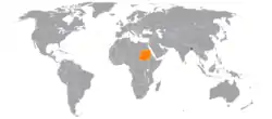 Map indicating locations of Bangladesh and Sudan