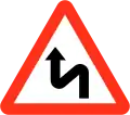 Double bend ahead first to the left