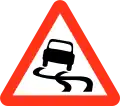 Slippery road surface ahead