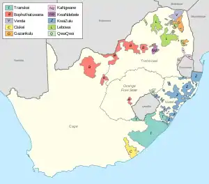 Image 28Map of the black homelands in South Africa at the end of apartheid in 1994 (from History of South Africa)