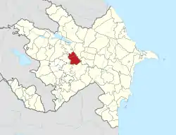 Map of Azerbaijan showing Barda District