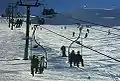 Ski lift and Refugio Lynch on the top of the Cerro Catedral