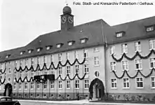 A photograph of the HQ building in Panzer Kaserne Paderborn c1939