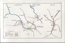 Railway lines through Barnsley in 1912