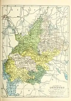 Baronies of County Longford. Shrule is shaded forest green.