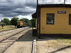 The Notch Train of the Conway Scenic Railroad approaching Bartlett freight house, August 2019