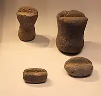 Basalt sharpening stones, Eynan ('Ain Mallaha) and Nahal Oren, Natufian Culture, 12500-9500 BC.