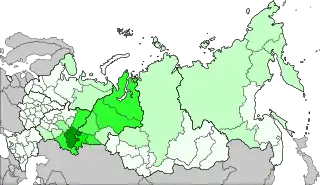 Distribution of Bashkirs, 2010