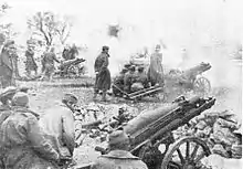 Partisan artillery during Battle of Knin in 1944.