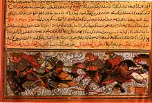 An Iranian depiction of the Muslim pursuit following the battle