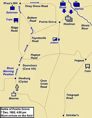 Battle of Prairie Grove map – 4 pm