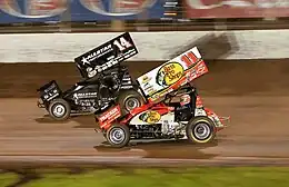 Sprint cars on dirt track at Baypark Stadium in Tauranga