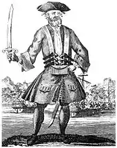 Image 48Engraving of the English pirate Blackbeard from the 1724 book A General History of the Pyrates. The book is the prime source for many famous pirates of the Golden Age. (from Culture of the United Kingdom)