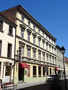 Hotel Ratuszowy at 37 Długa street (1880–1884), registered on Kuyavian-Pomeranian Heritage list. The initial edifice erected between 1830 and 1833 was designed to be an outbuilding for the administrative purposes benefit of the Town Hall.