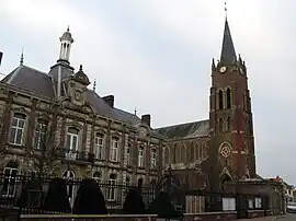 The town hall and church of Beaucamps-le-Vieux