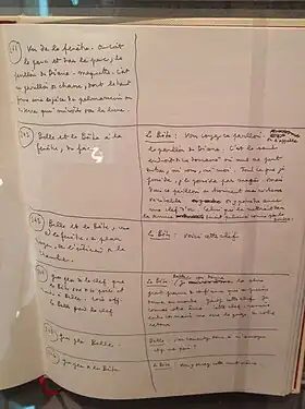 A handwritten page of the Beauty and the Beast scenario by Cocteau (1946)