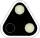 black triangle on base with two white lights placed diagonally to one another