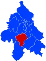 Location of Barajevo within the city of Belgrade