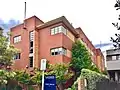 Bellaire Flats, St Kilda, built 1936. Mewton & Grounds, attributed to Geoffrey Harley Mewton. Blocky bands of two-tone brick soften the severe massing of these flats.