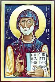 Saint Benedict depicted in an Eastern Orthodox icon