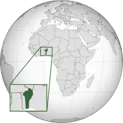 Location of Benin (dark green)