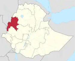 Map of Ethiopia showing the Benishangul-Gumuz Region