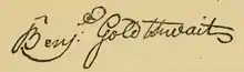 Captain Benjamin Goldthwait Signature