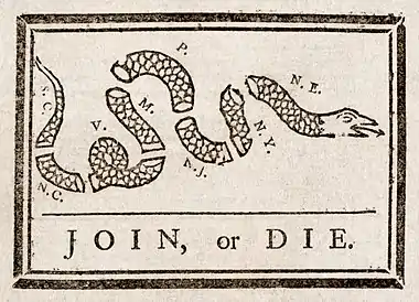 Image 14Benjamin Franklin's Join, or Die (May 9, 1754), credited as the first cartoon published in an American newspaper (from Cartoonist)