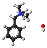 Ball-and-stick model of the benzyltrimethylammonium hydroxide ions