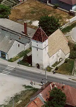 Aerial photography of Berhida church