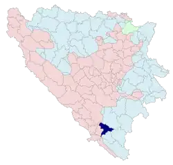 Location of Berkovići within Bosnia and Herzegovina