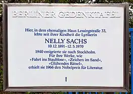 The site of Nelly Sachs' former house in Lessingstraße.