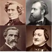 head and shoulder images of four 19th-century men in middle age