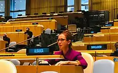 Daughter, Ambassador Besiana Kadare, at the United Nations.