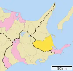 Location of Betsukai in Hokkaido (Nemuro Subprefecture)