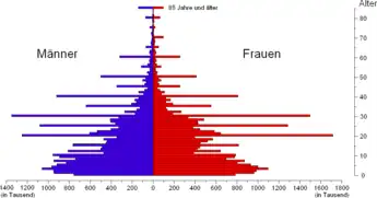 Population pyramid of Nigeria in 1963 (Hausa)