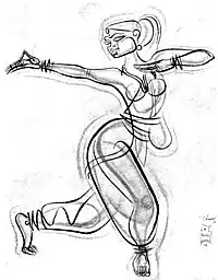 Sketch of a Bharatanatyam dancer by Shiavax Chavda