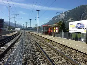 Double-track railway line with side platforms