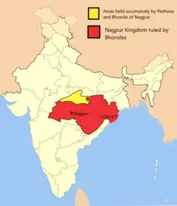 The Marathas of Nagpur at their greatest extent.