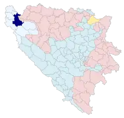 Location of Bosanska Krupa within Bosnia and Herzegovina.