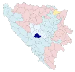 Location of the municipality in Bosnia and Herzegovina