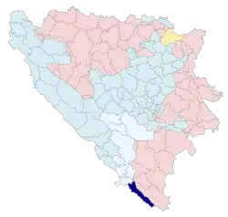 Location of Ravno within Bosnia and Herzegovina.