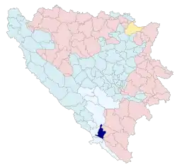 Location of Stolac within Bosnia and Herzegovina.