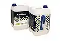 Diesel exhaust fluid packed in two 10L plastic bottles (canisters).