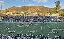 Cal Poly quarterback Sam Huard passes downfield during a Big Sky Conference football home win over Northern Colorado in 2023.