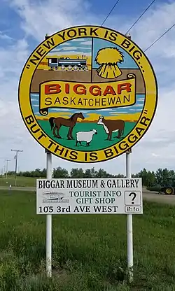 Biggar town limit sign