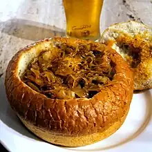 Bigos stew and a glass of Tyskie beer