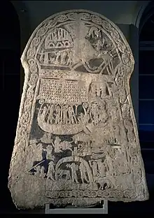 Prehistoric picture stone showing figures from Norse mythology