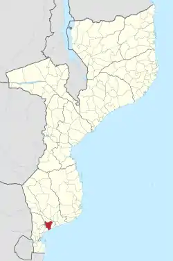 Bilene Macia District on the map of Mozambique